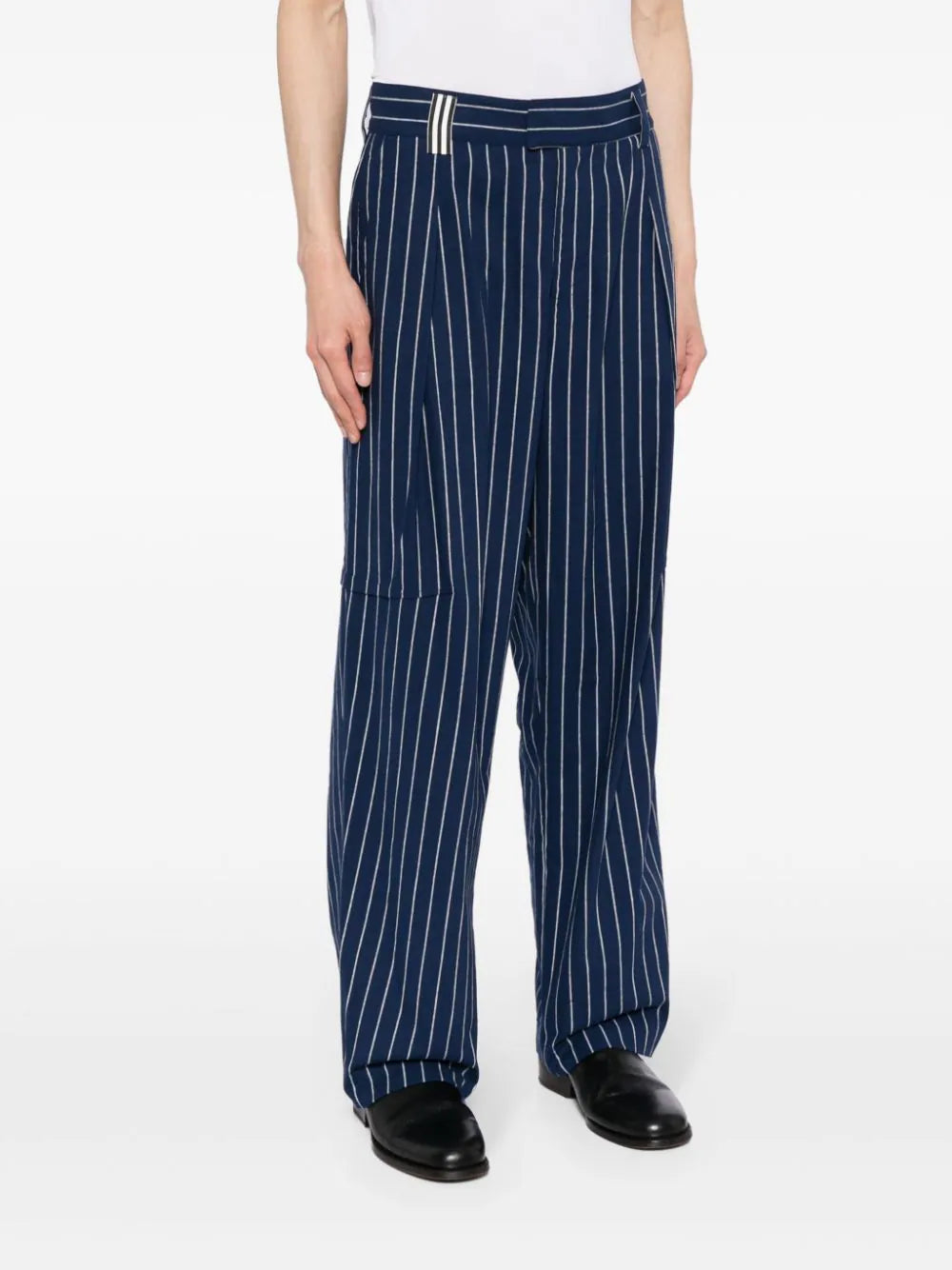 Pinstripe-Pattern Wide-Leg Trousers