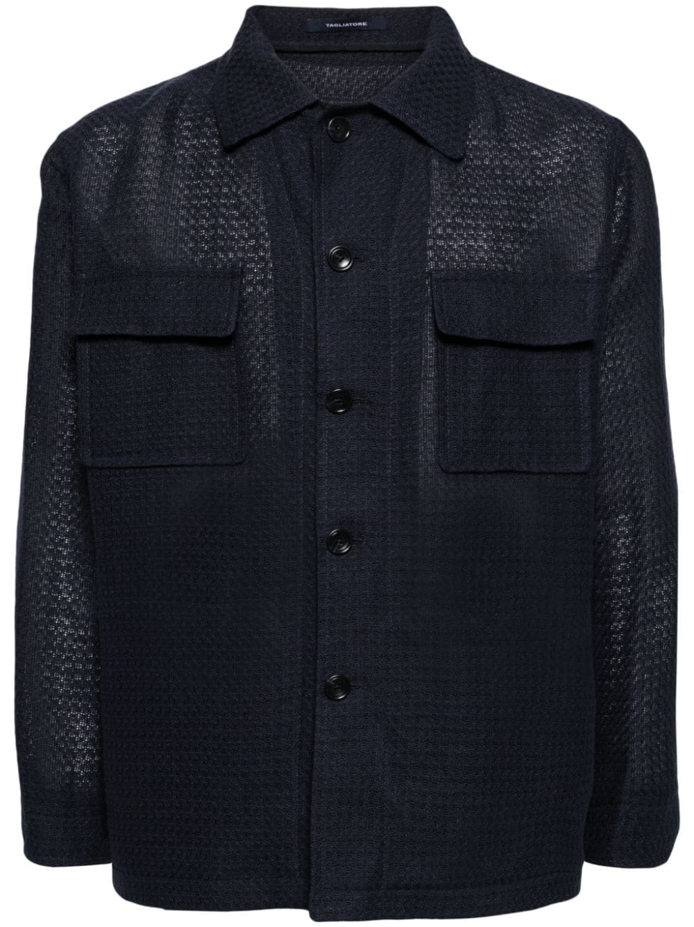 Textured-Finish Button-Down Jacket