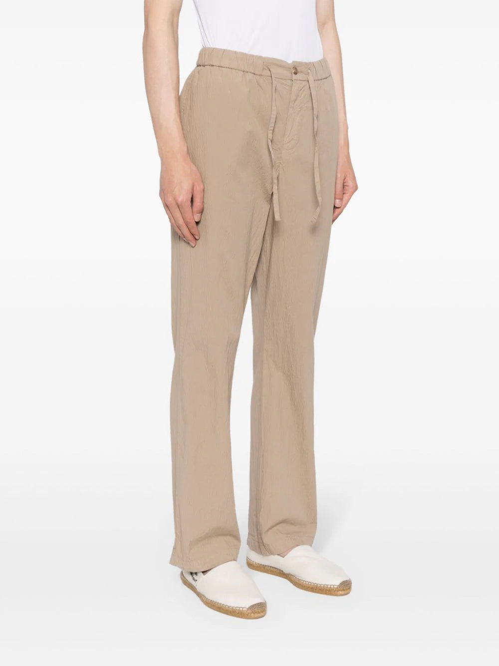 Crinkled-Finish Straight-Leg Trousers