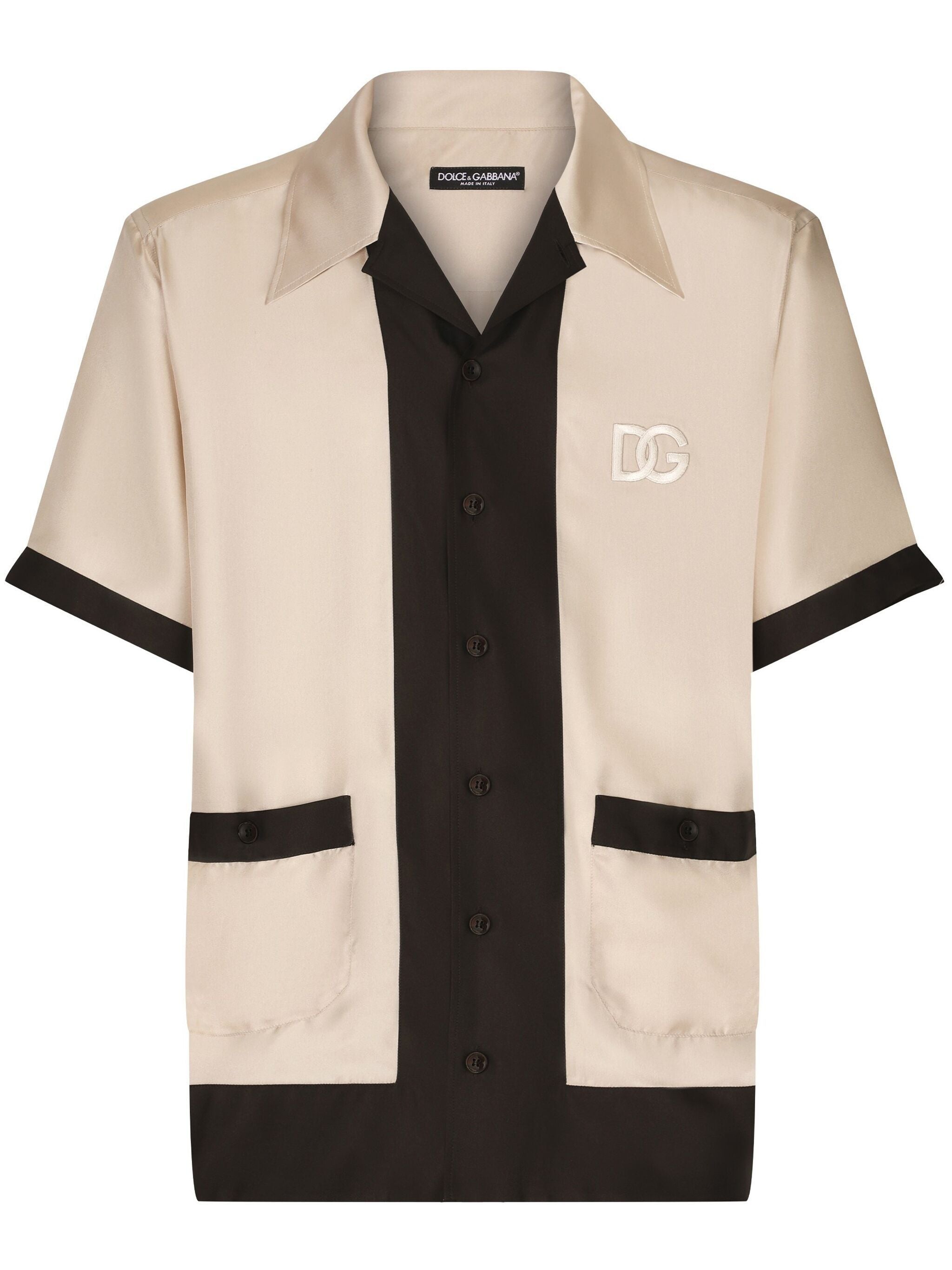 Dg Logo-Embroidered Silk Shirt