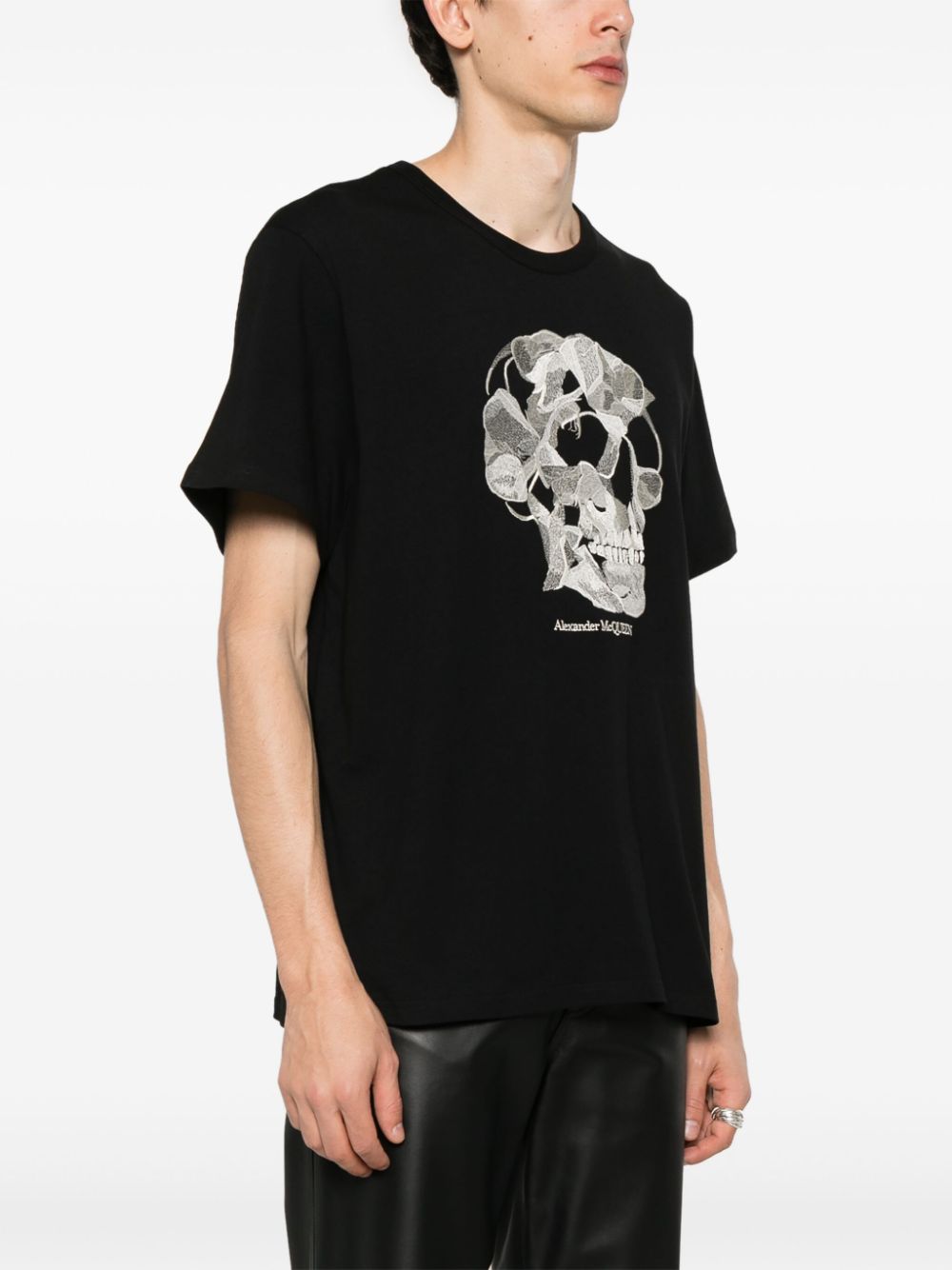 Skull-Embroidered Cotton T-Shirt