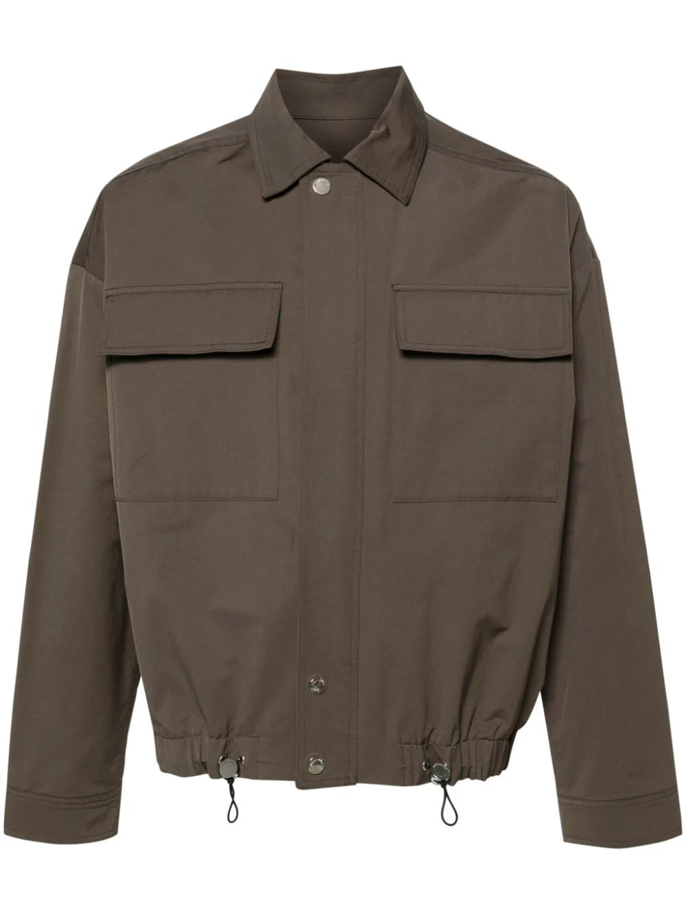 Drawstring Twill Shirt Jacket