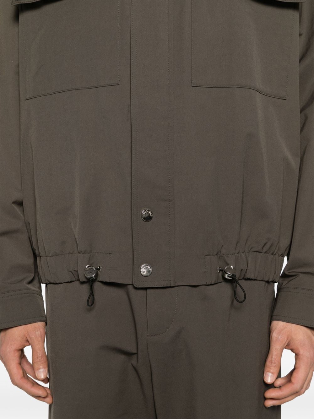 Drawstring Twill Shirt Jacket