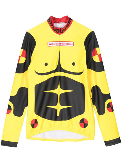 Dummy-Print Long-Sleeve Cycling Top