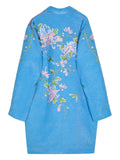 Flower-Embroidered Cotton Coat