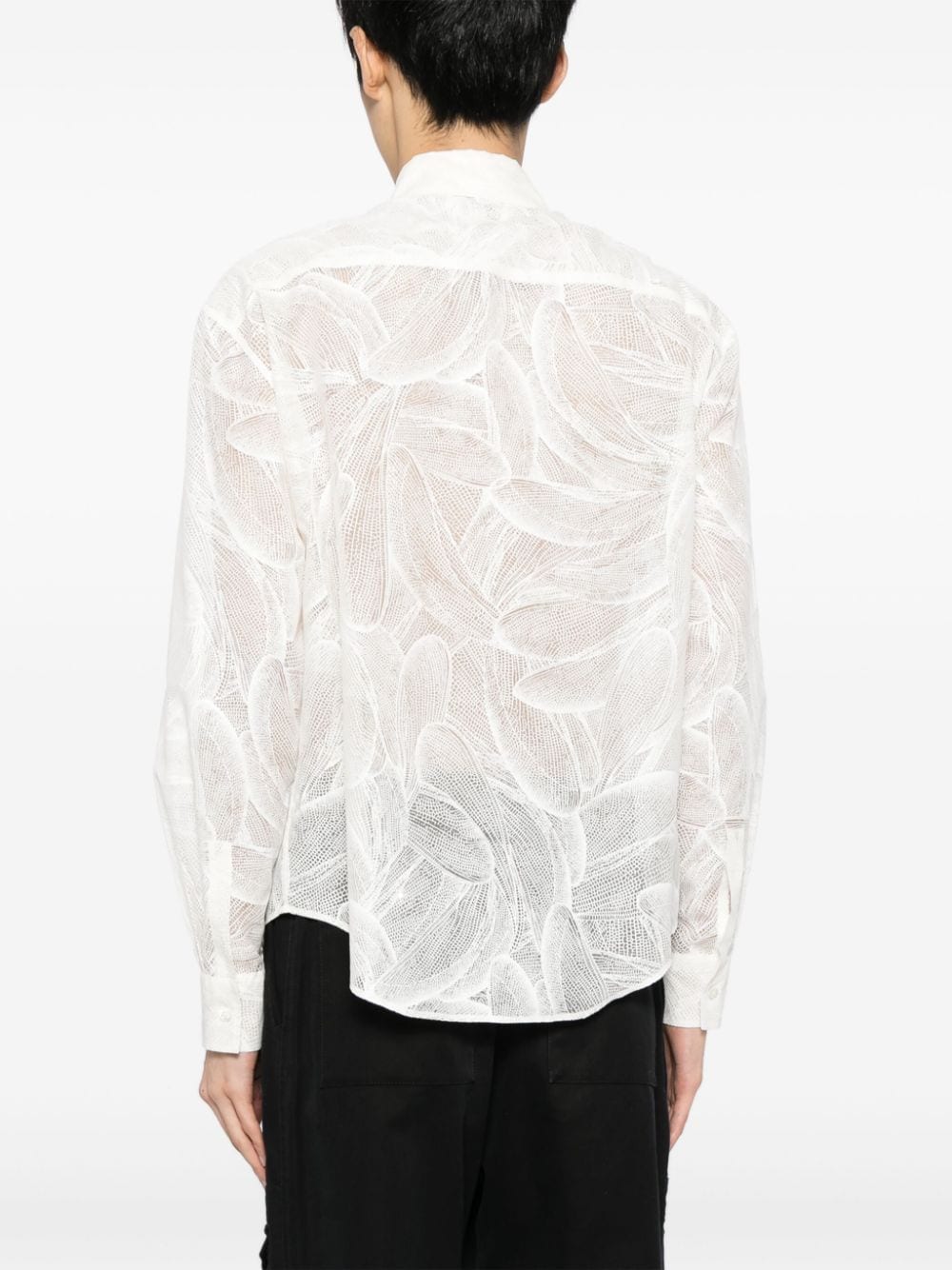 Abstract-Pattern Semi-Sheer Shirt