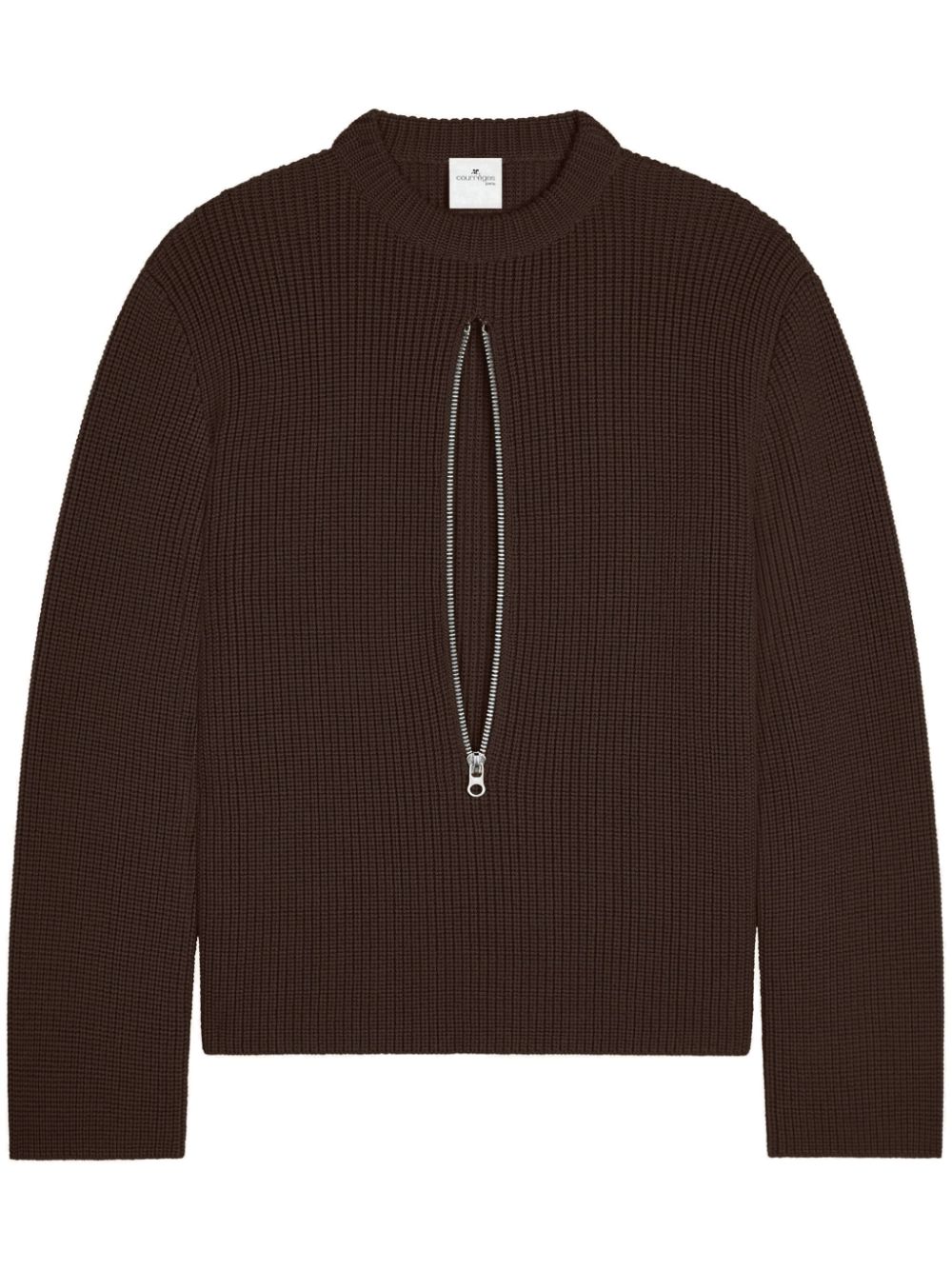 Zipped Ribbed Wool Sweater