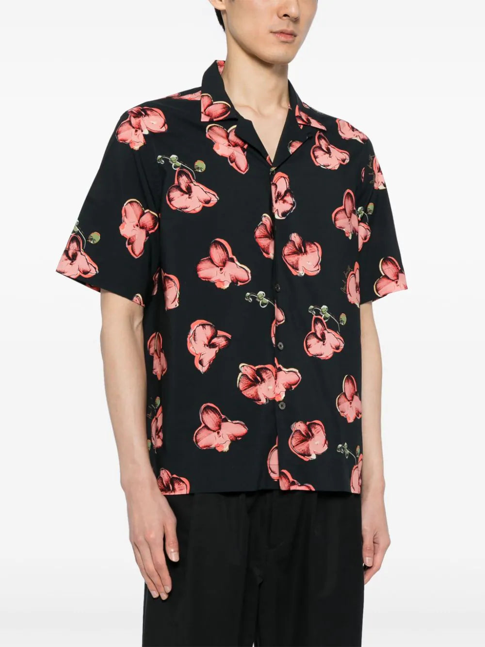 Orchid-Print Short-Sleeves Shirt