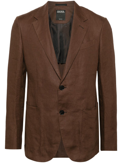 Notched-Lapel Linen Blazer