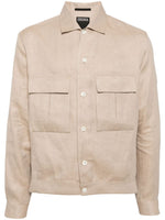 Spread-Collar Linen Jacket
