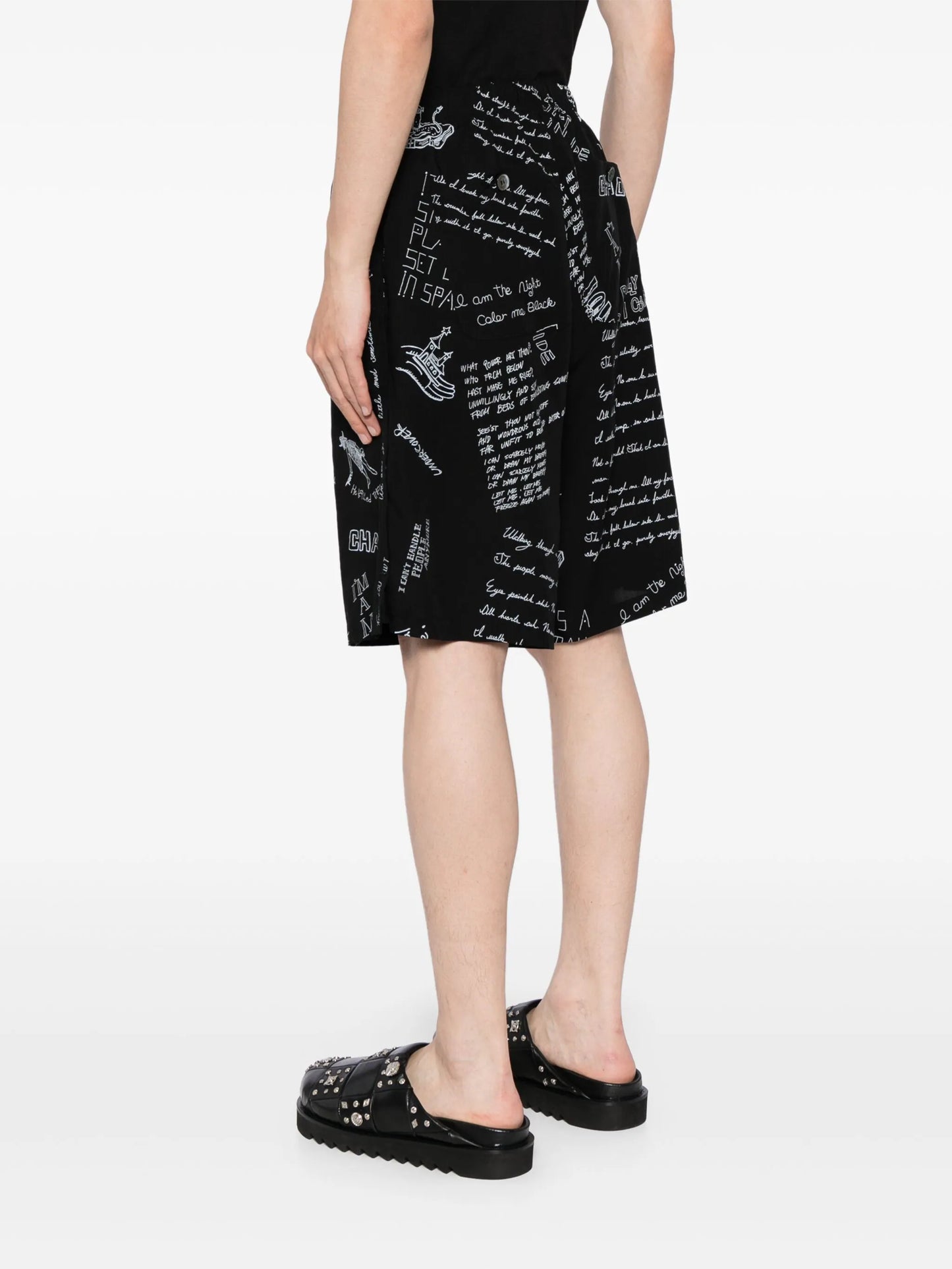 Graphic-Print Wide-Leg Shorts