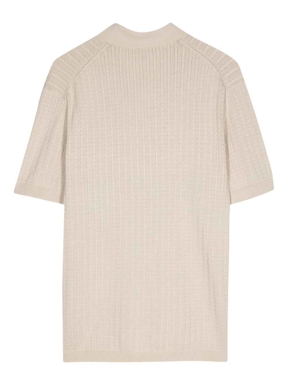 Short-Sleeve Cable-Knit Polo Shirt