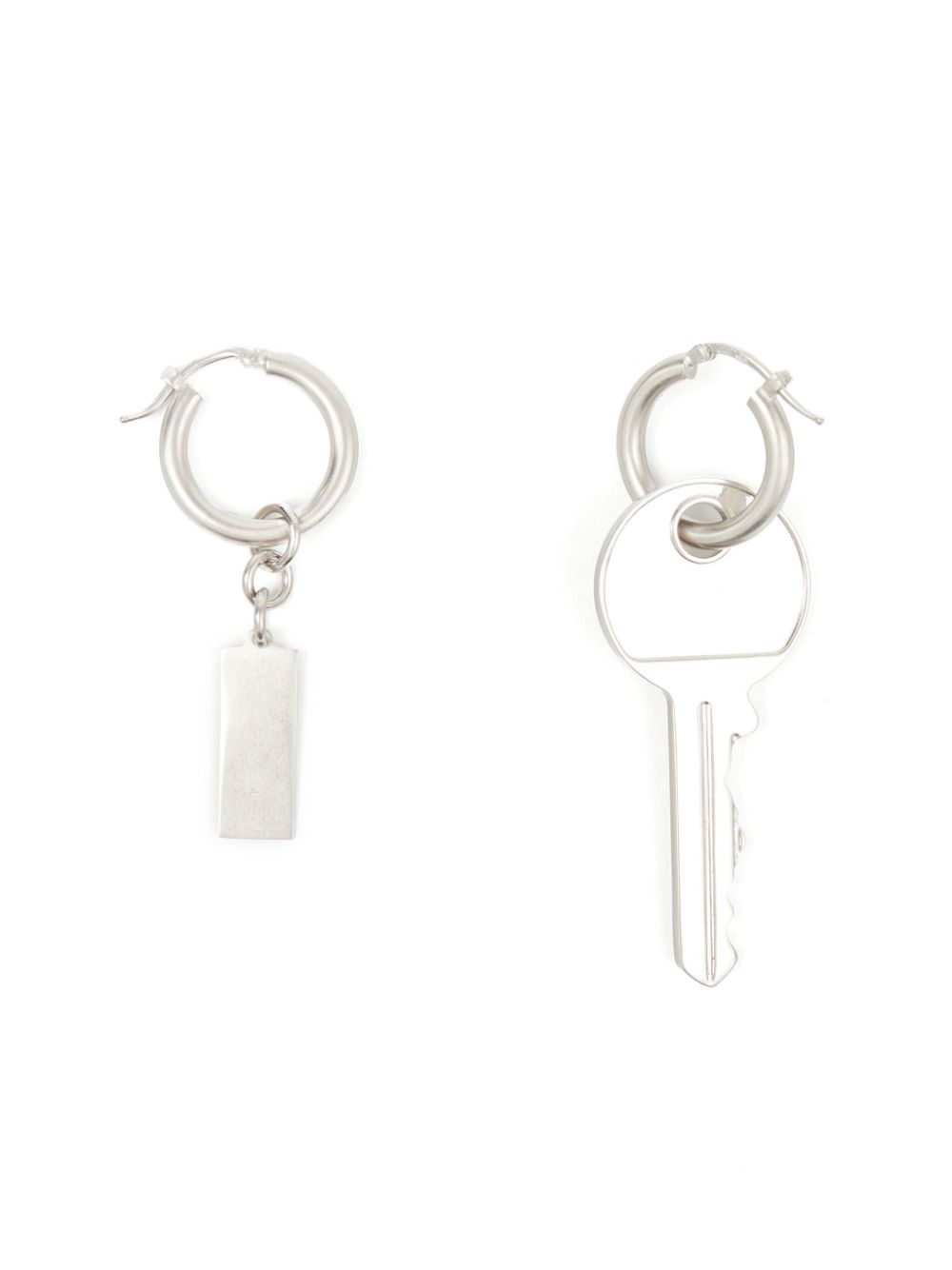 Tag And Key Pendant Hoop Drop Earrings