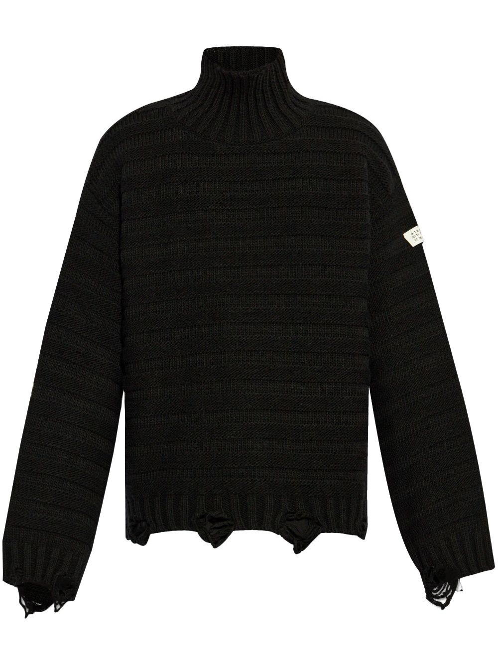 Distressed High-Neck Jumper