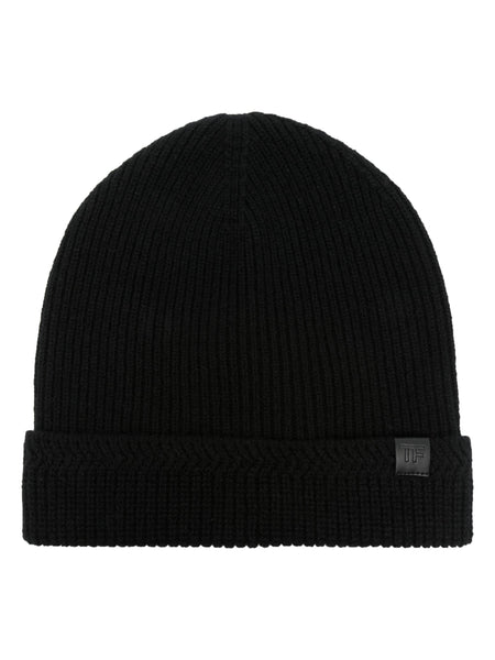 Logo-Patch Ribbed Beanie