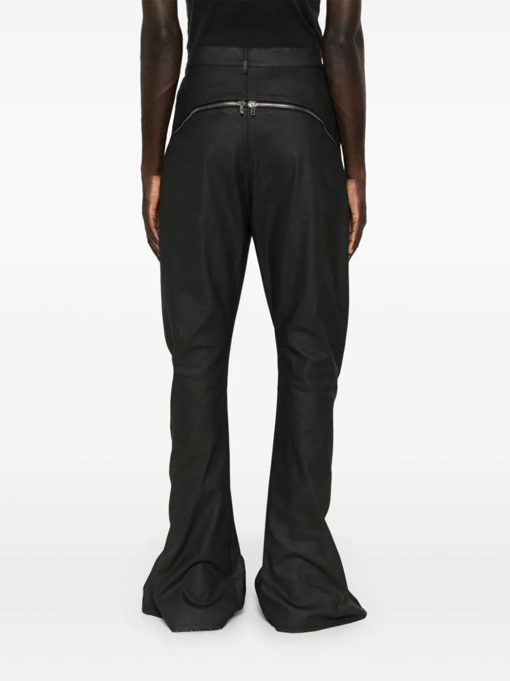 Zip-Detailed Coated Straight Trousers