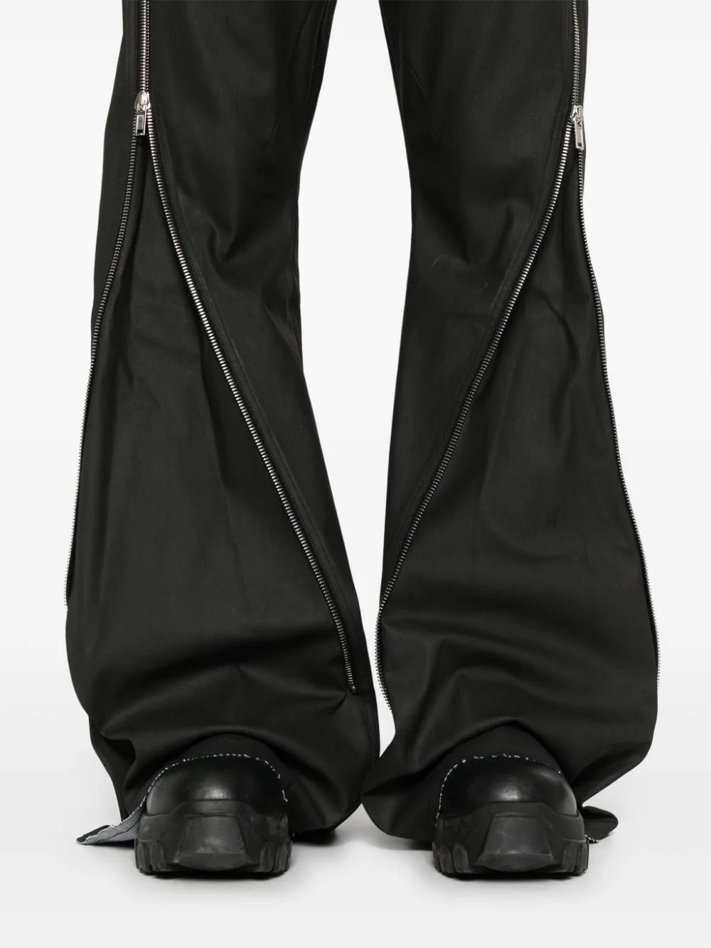 Zip-Detailed Coated Straight Trousers