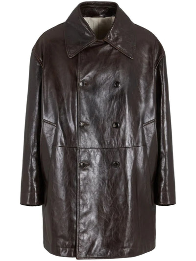 Leather Double Breasted Coat