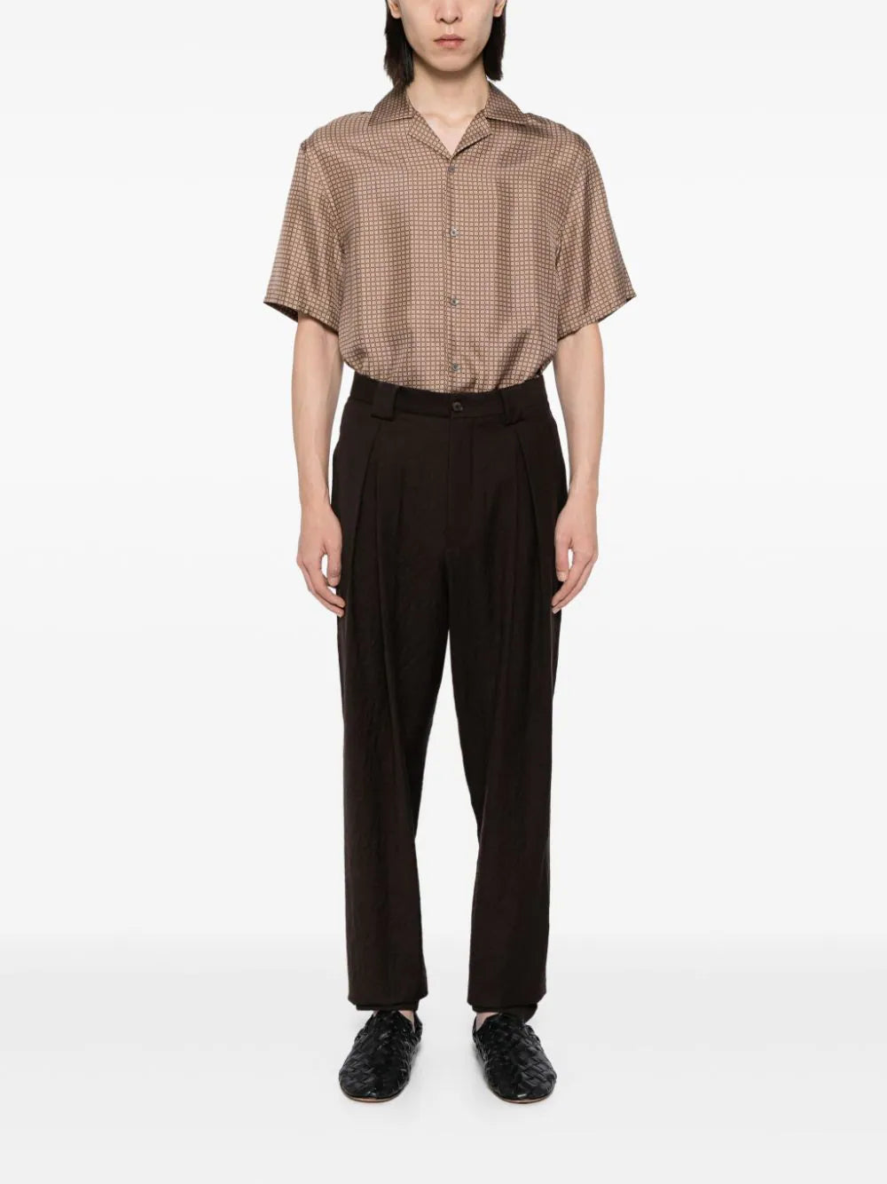 Single-Pleat Flannel Trousers