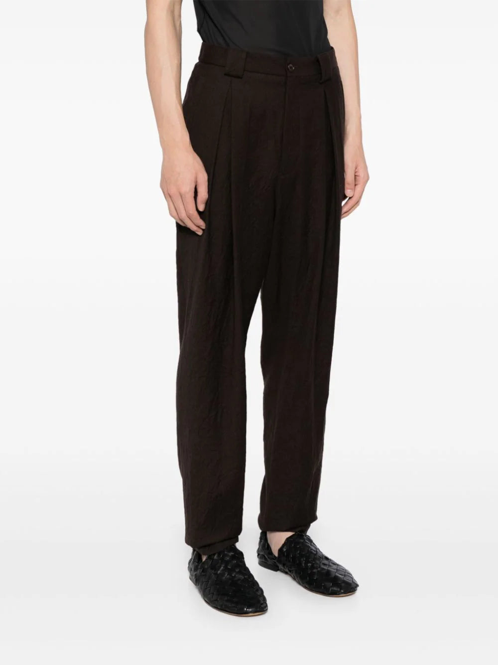 Single-Pleat Flannel Trousers