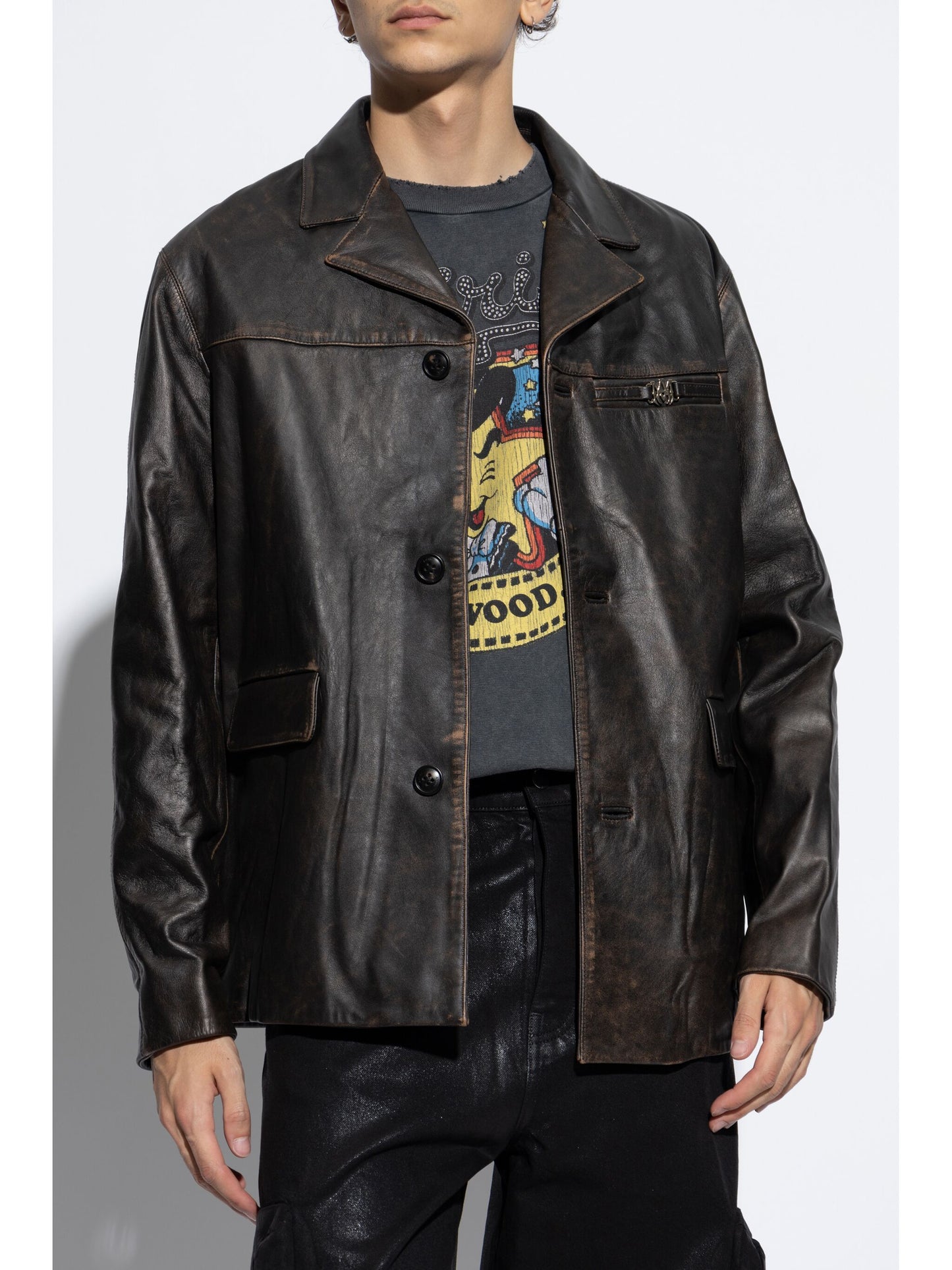 Single-Breasted Leather Jacket