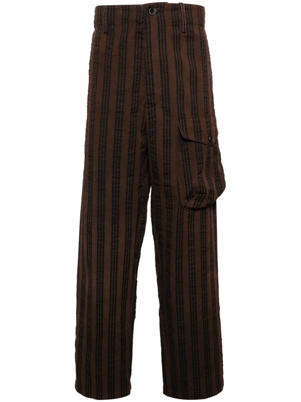 Vertical-Stripe Drop-Crotch Trousers