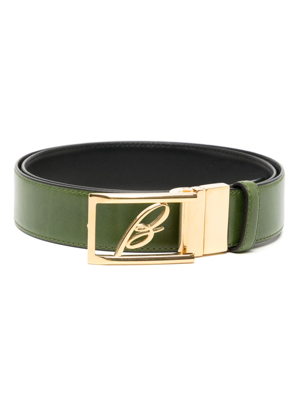 Logo-Buckle Reversible Leather Belt