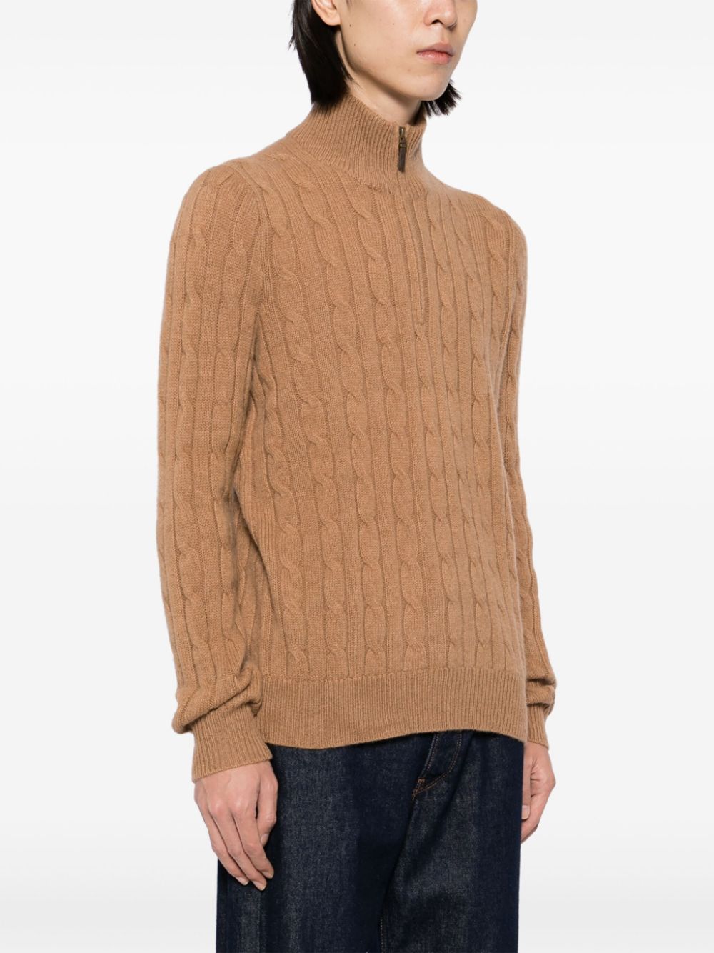 Cable-Knit Quarter-Zip Sweater