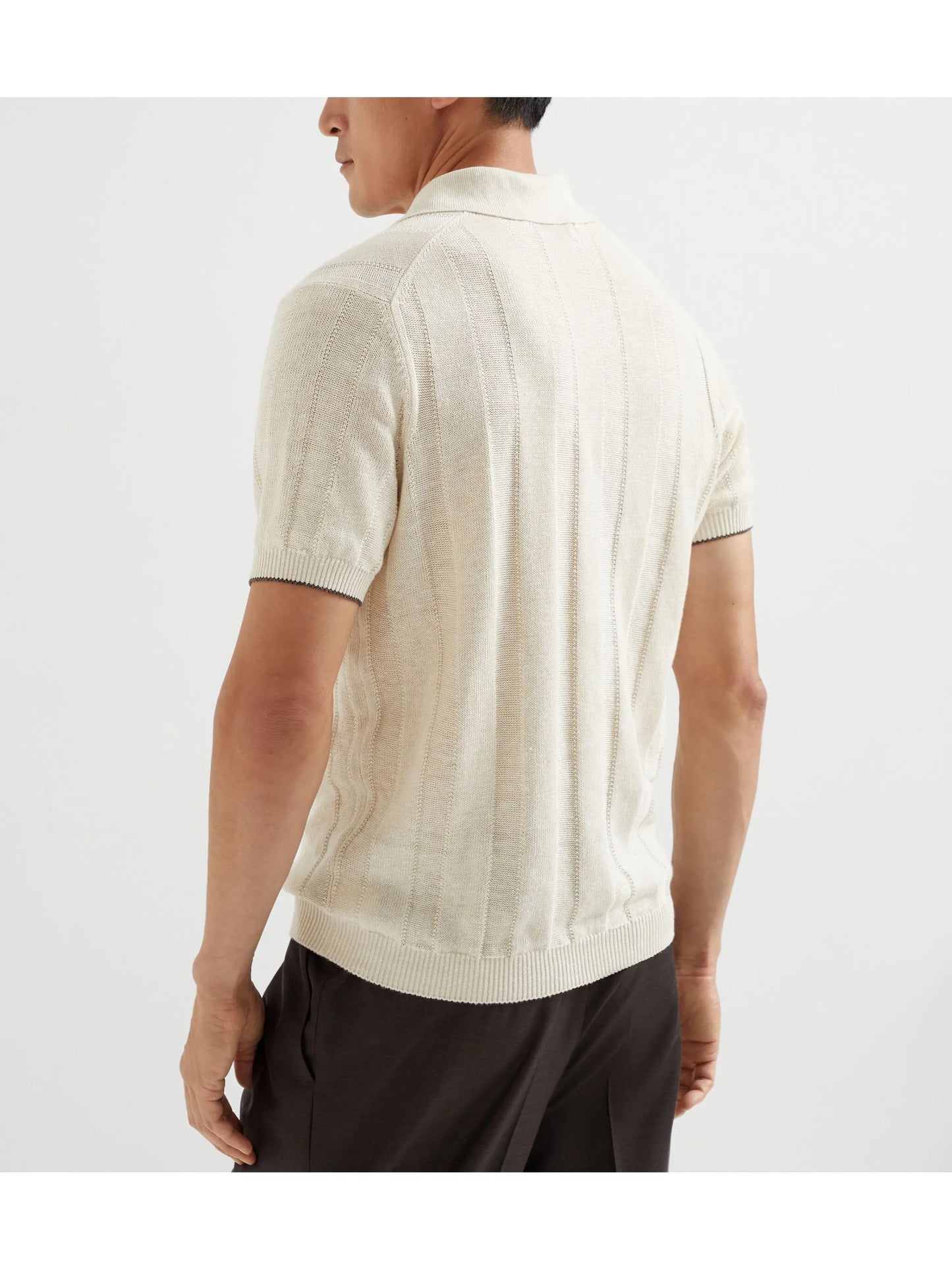 Ribbed-Knit Polo Shirt