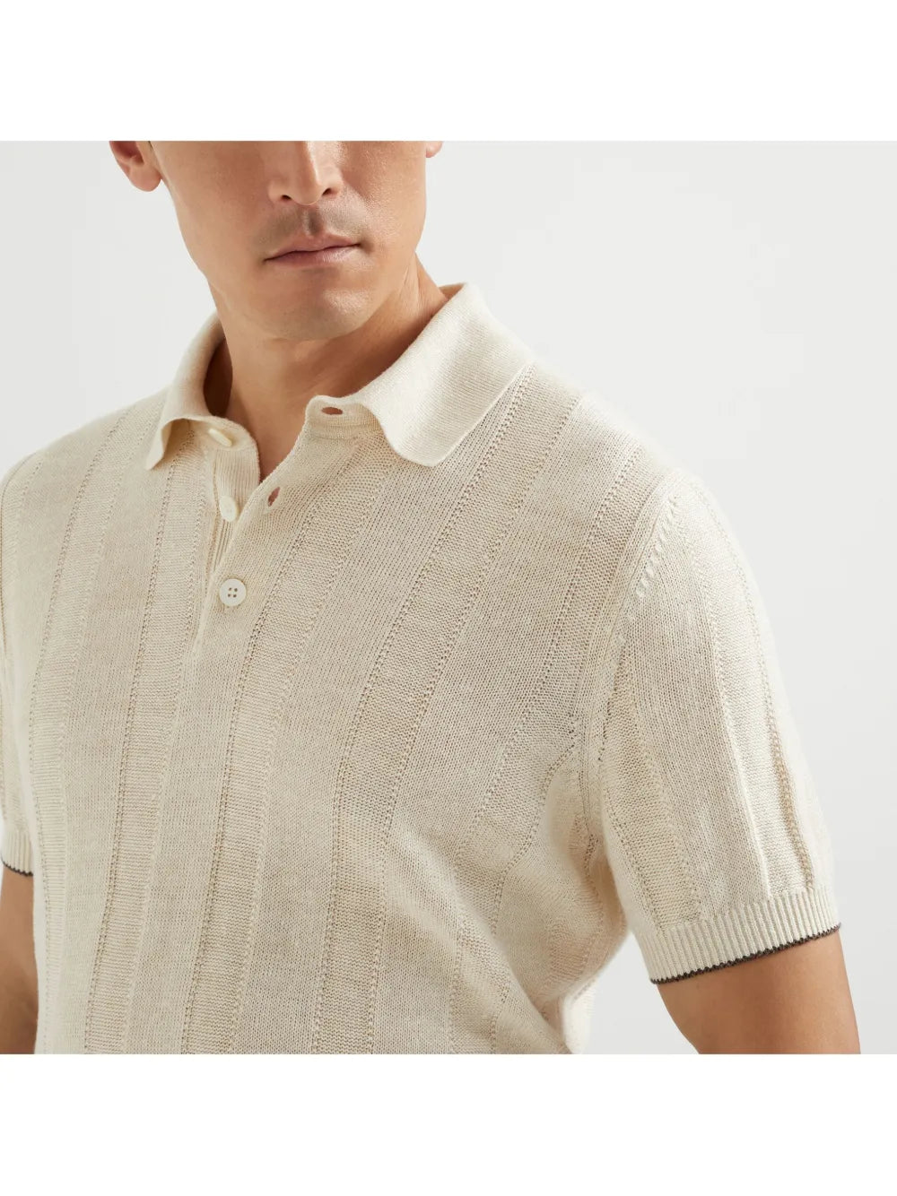 Ribbed-Knit Polo Shirt