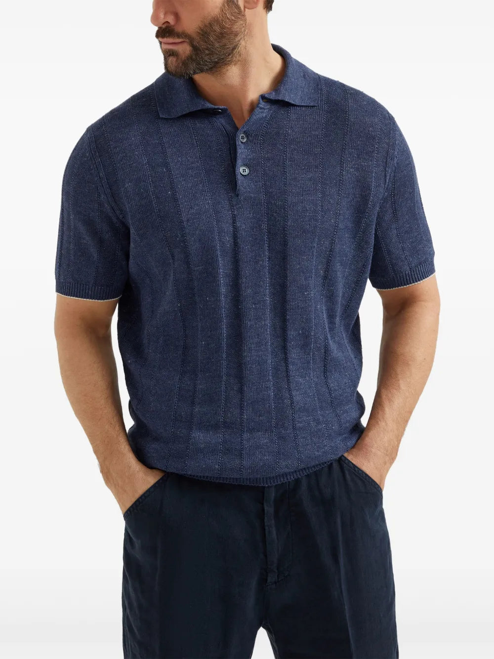 Ribbed Knit Polo