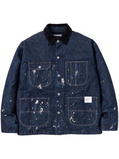 Corduroy-Collar Washed Jacket