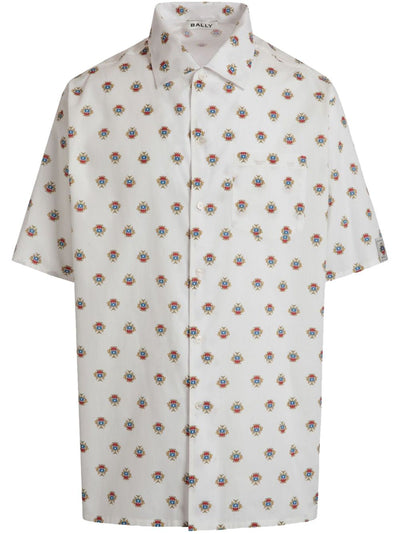 All-Over Bally Crest Print Bowling Shirt