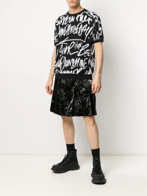 Graffiti-Print Short-Sleeve Jumper