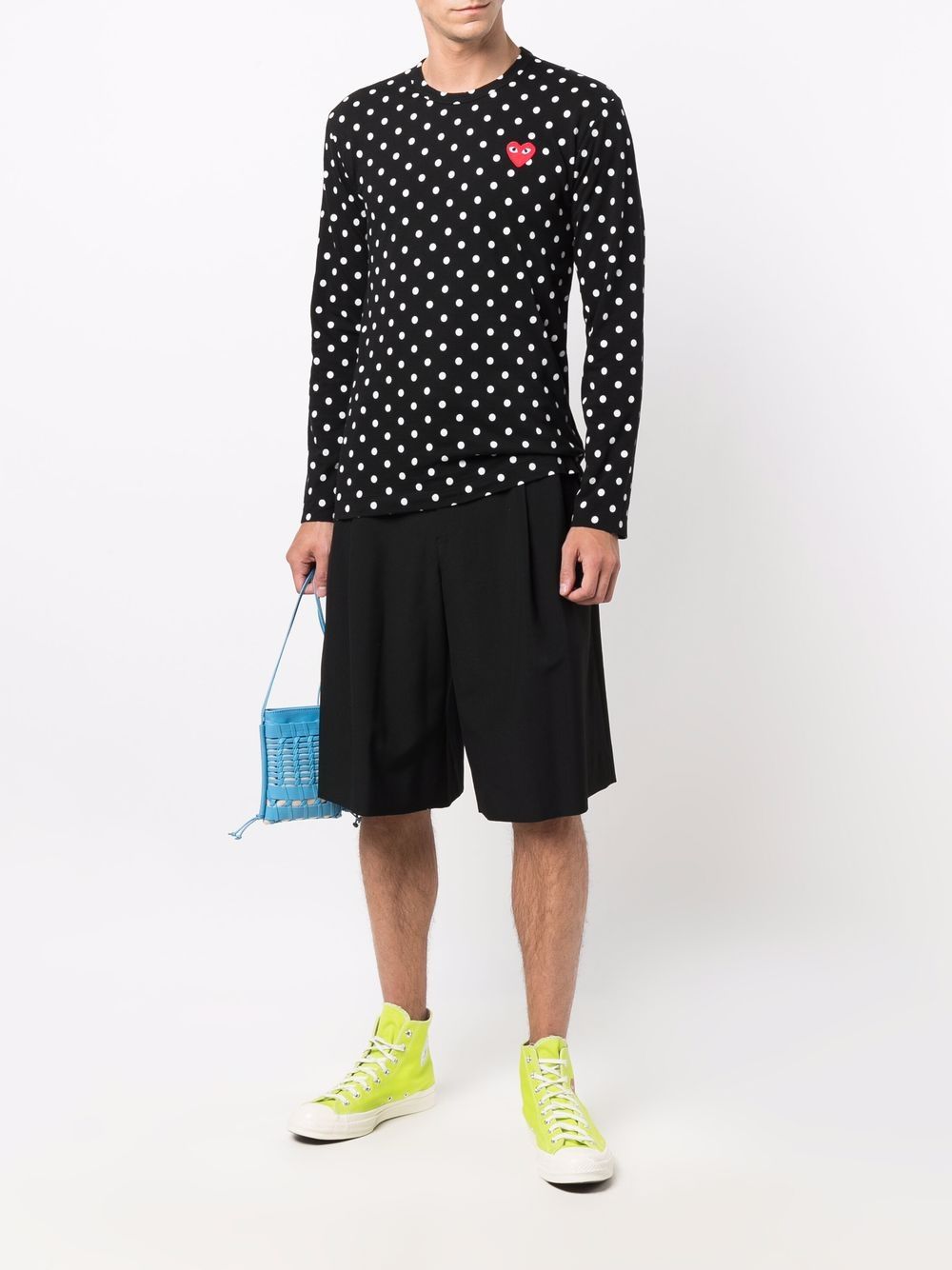 Polka Dot-Print Long-Sleeved T-Shirt