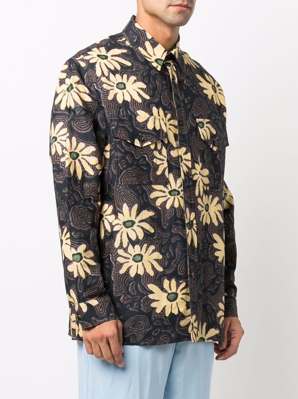 Floral Print Shirt Jacket