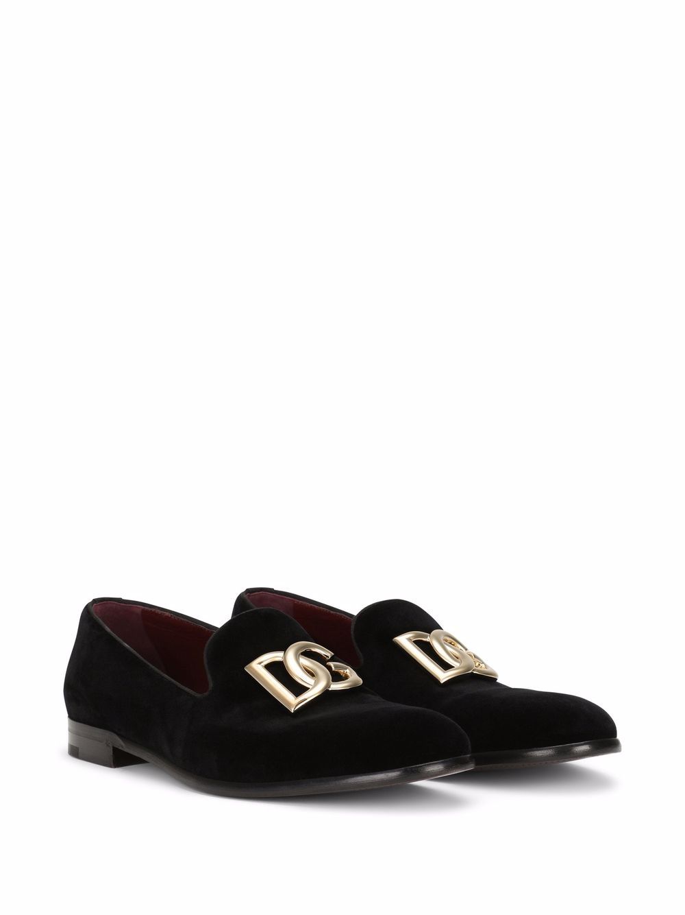 Dg-Plaque Velvet Slippers