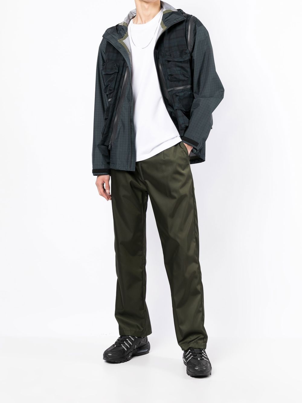 Check-Pattern Zip-Fastening Jacket