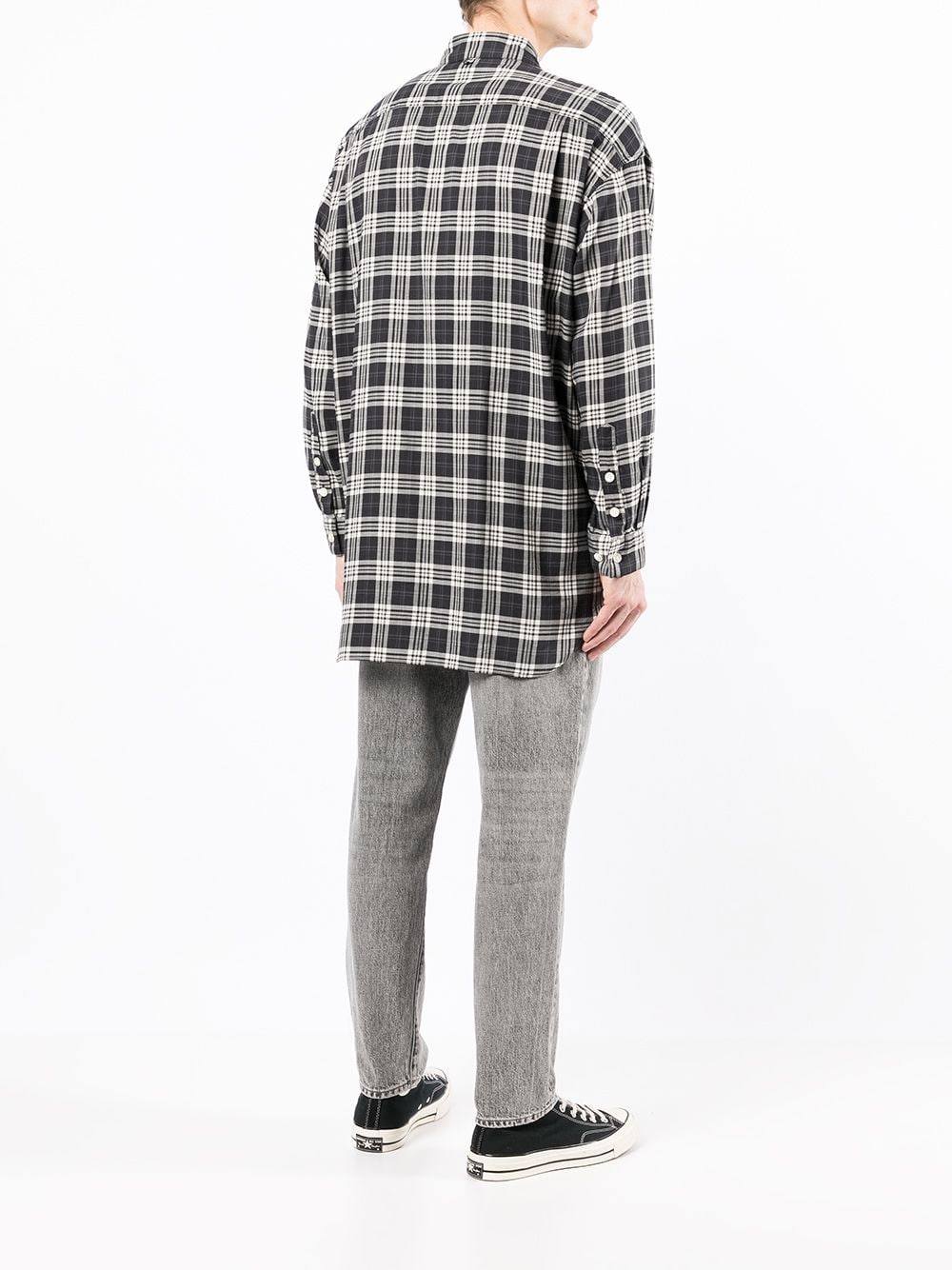 Patchwork Plaid Long-Sleeve Shirt