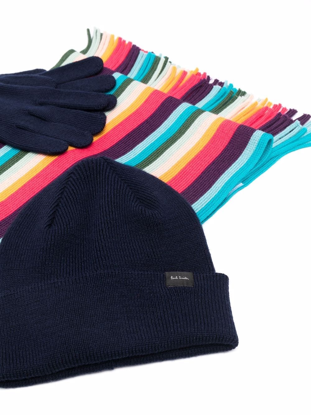 Stripe-Print Beanie Set