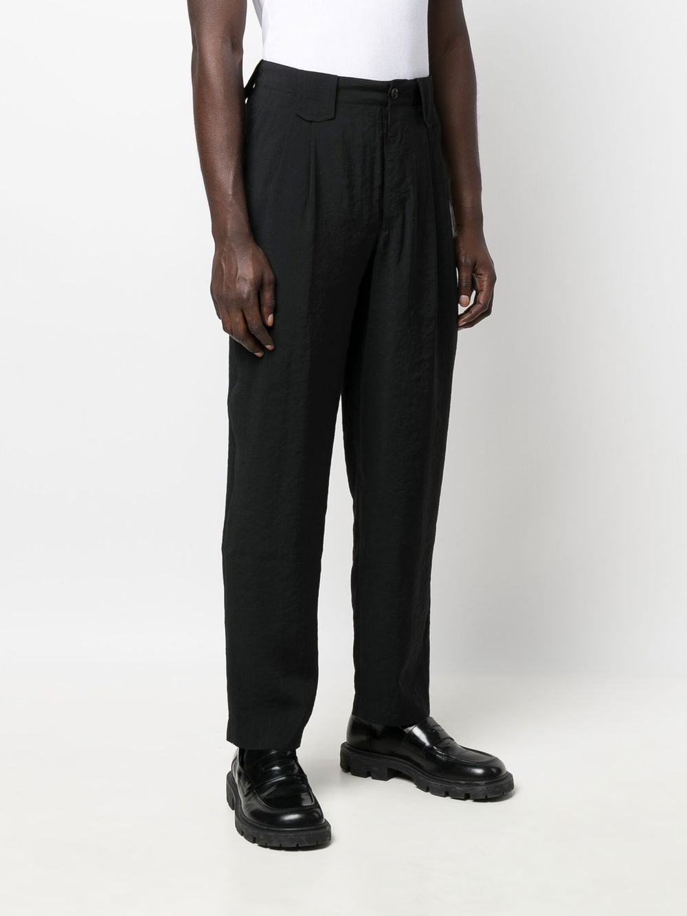 Pleat-Detail Straight-Leg Trousers