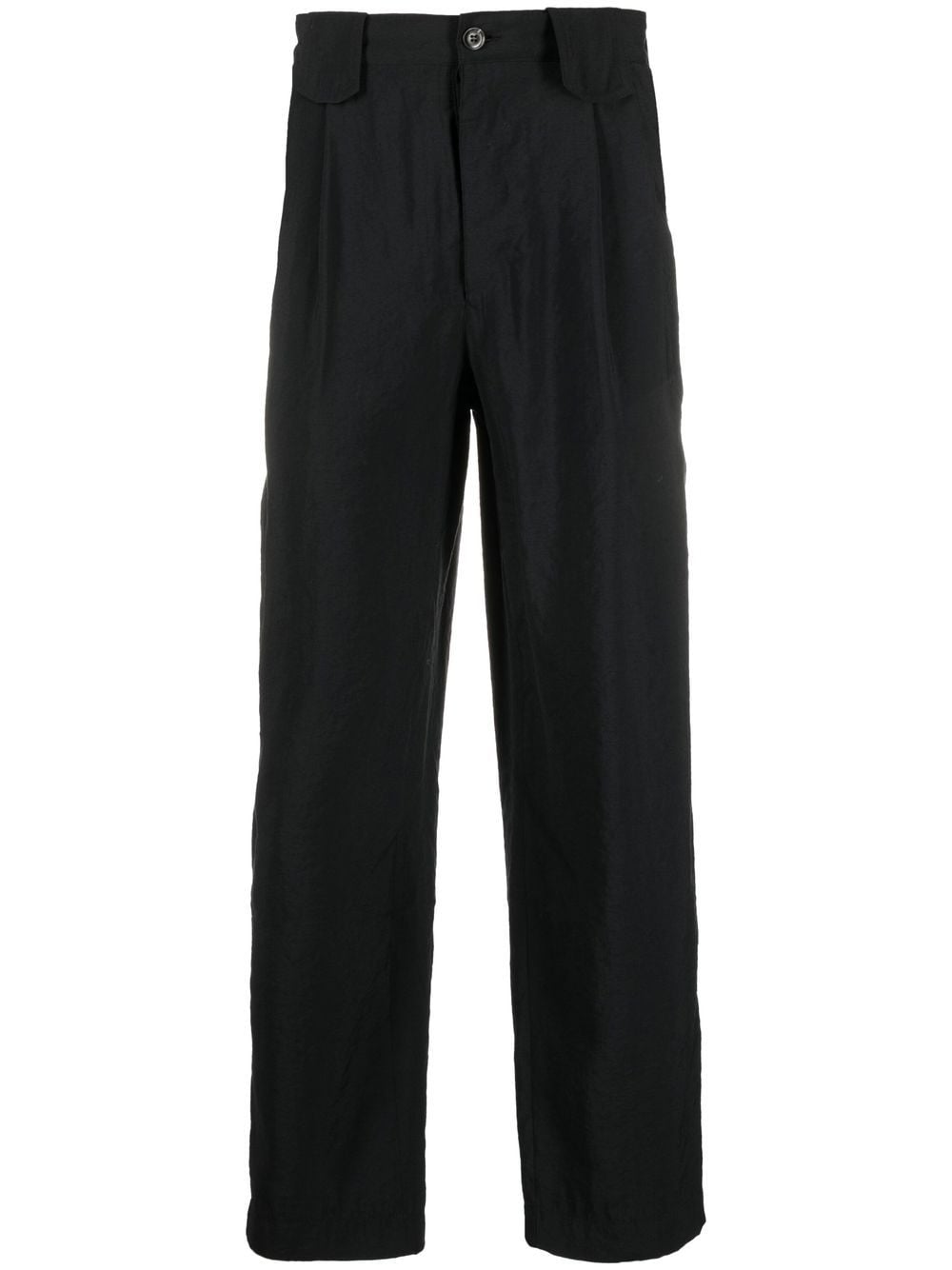 Pleat-Detail Straight-Leg Trousers