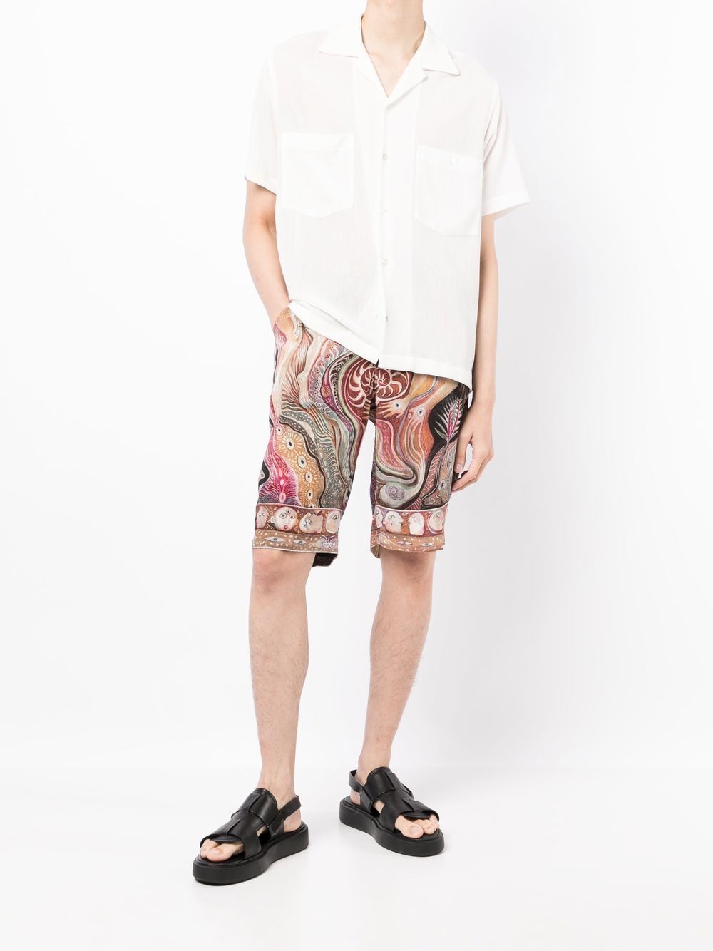 Dark Star Graphic-Print Silk Shorts