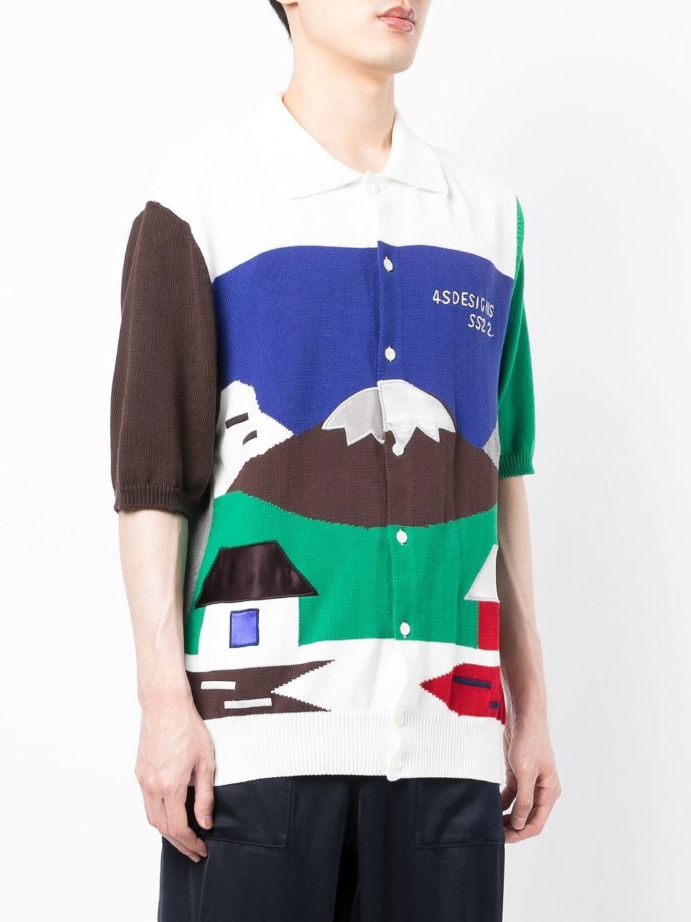 Landscape Intarsia-Knit Shirt