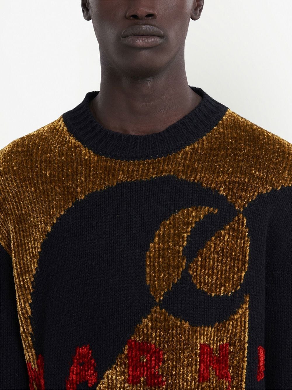 Velvet-Effect Logo Knit Jumper