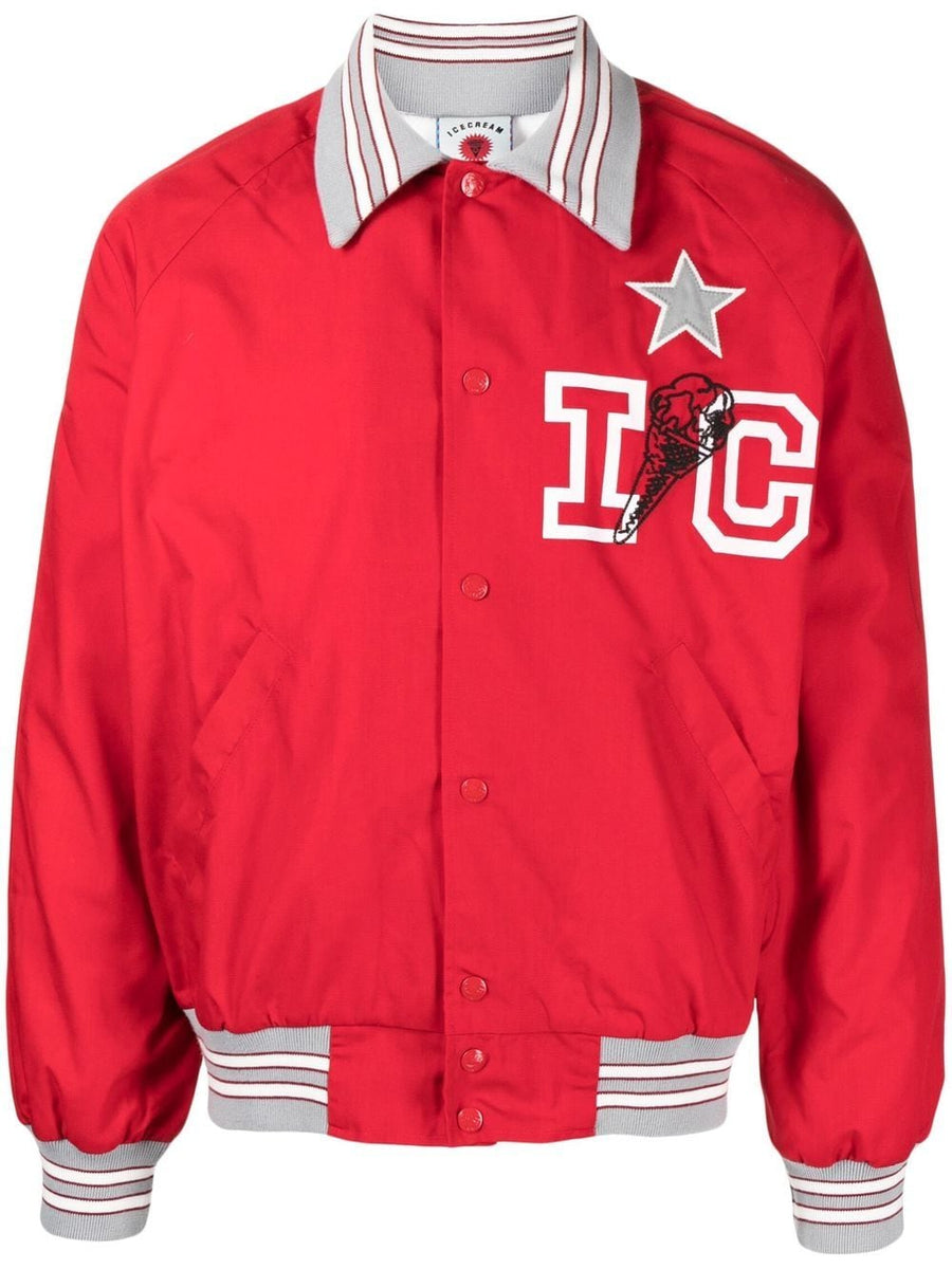 BBC SKATE CONE VARSITY JACKET- RED - スタジャン