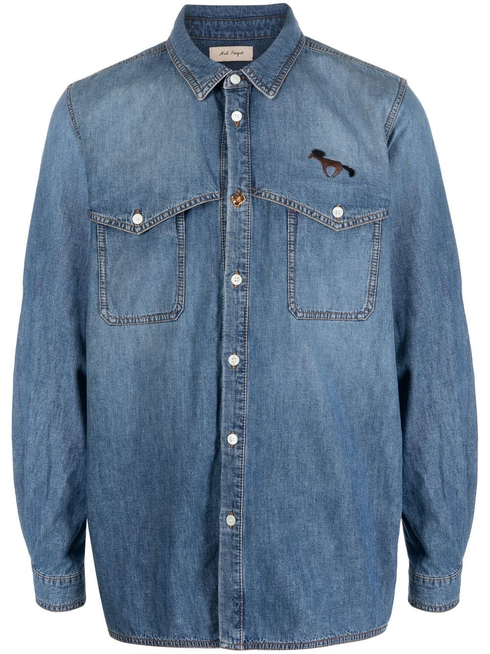 Press-Stud Fastening Denim Shirt