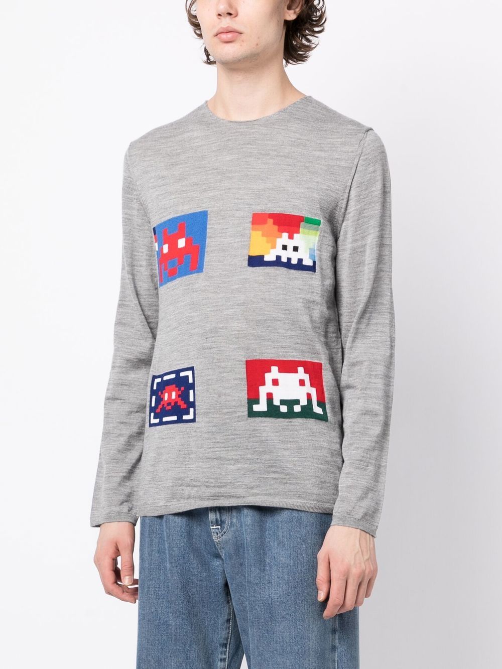 Graphic-Print Fine-Knit Jumper