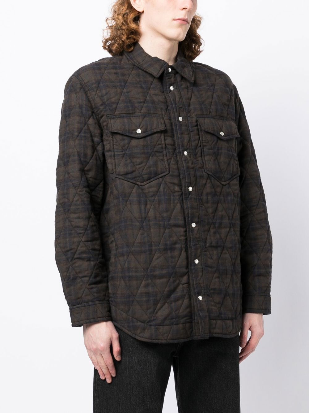 Check-Print Two-Pocket Shirt Jacket