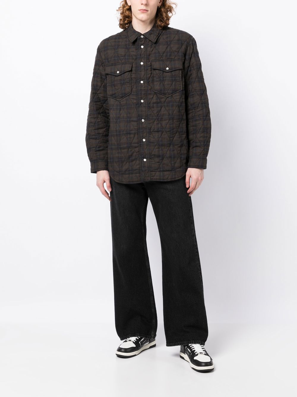 Check-Print Two-Pocket Shirt Jacket